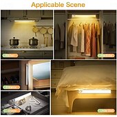 cheap Cabinet Light-1pc LED Closet Lights - Motion Sensor Under Cabinet USB Rechargeable Night Lamp, Dimmable Indoor Lighting for Kitchen, Wardrobe &amp; Stairs 80/120/160 LEDs