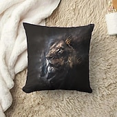 billige dyrestil-dyr dekorative kasteputer trekk 1 stk myk firkantet sofa putetrekk putetrekk for soverom stue sofa stol skummel løve