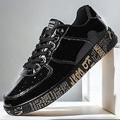 economico Casuale-sneakers da uomo in metallo dorato con suola stampata - scarpe casual eleganti per feste, streetwear e ballo