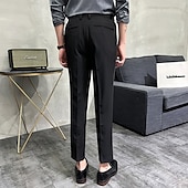 levne Štíhlý-Pánské Oblekové Kalhoty Kalhoty chinos Knoflíky Kapsy Pevná barva Pohodlné Po kotníky Formální Párty Práce Módní Klasický styl Černá Khaki Lehce elastické