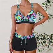 abordables Maillots une pièce et tankinis-Femme Tankini Maillot De Bain Deux Pièces Col en V Dos ouvert Maillots de Bain Maillots de Bain Noir Rose Claire Respirable Séchage rapide Poids Léger Sans Manches - Natation Surf Plage Eté Printemps