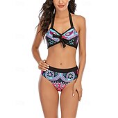 abordables Maillots une pièce et tankinis-Femme Tankini Maillot De Bain Deux Pièces Dos Nu Col en V Maillots de Bain Maillots de Bain Rose Claire Bleu Respirable Séchage rapide Poids Léger Sans Manches - Natation Surf Plage Eté Printemps