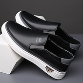 preiswerte Sneaker für Herren-weiße Slipper für Herren – leichte Kunstlederschuhe mit gepolsterter Sohle für Freizeit und Alltag
