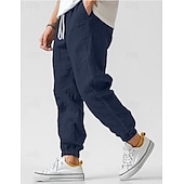 economico Classico-Per uomo Pantaloni di lino Pantaloni Pantaloni estivi Vita elastica Gamba dritta Alto aumento Tinta unica Comfort Traspirante Lunghezza intera Matrimonio Per eventi Festività Di tendenza Grigio verde