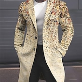 billiga lättviktsrock för män-Herr Geometri Vinterkappa Rock Kappa Håller värmen Andningsfunktion Bekväm Mode Streetwear Affär Arbete Klä till Jobbet Utekväll Ficka Mönster Höst vinter Nedvikt Långärmad Gul Rodnande Rosa Blå