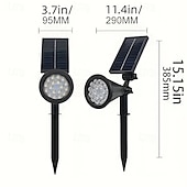 abordables Projecteurs extérieurs-Projecteur solaire d&#039;extérieur à LED super lumineux, interrupteur réglable, éclairage de paysage étanche, lampe solaire à 18 LED pour jardin, arbre, étang, piscine et cour, éclairage décoratif au sol