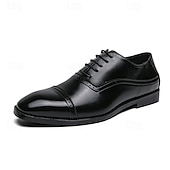 levne Formální-pánské hnědé oxfordky z umělé kůže – klasický brogue design se zapínáním na šněrování pro formální obchodní a svatební příležitosti