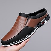 abordables Sabots et mules-Homme Sabots et mules Cuir PU Confortable Antidérapantes Mocassins Noir Bleu Marron