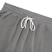 cheap Classic-Men&#039;s Cargo Shorts Shorts Linen Shorts Summer Shorts Beach Shorts Drawstring Elastic Waist Multi Pocket Plain Comfort Breathable Knee Length Outdoor Daily Beach Hawaiian Casual Black White
