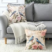 levne květinový a rostlinný styl-1 ks Polyester Polštářový potah, Zvíře stromy a listí rustikální design Pastýřský Obdélníkový Tradiční Klasický