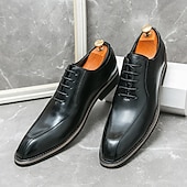 abordables Officiel-chaussures habillées à lacets en similicuir marron classiques pour hommes – chaussures formelles élégantes pour les affaires et les occasions spéciales