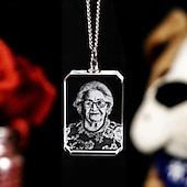 levne Dárek na památku-Personalizovaný krystalový pamětní náhrdelník s fotografií Vlastní 2D obrázek laserem vygravírovaným srdcem a obdélníkem  Svatební dárek Nejlepší nápad na dárek Šperky pro manželku nebo přítelkyni