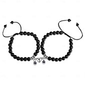 billiga Bröllopsgåva-Ett Par Anpassade Eleganta Pararmband Anpassad Bröllopsgåva för Par Inbäddade med Projektionsstenar. Armbanden Har Magnetiska Stenar som Gör att De Kan Foga Samman