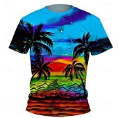 preiswerte Jungen 3D Vision &amp; Geometrie-Jungen 3D Graphic Kokosnussbaum T-Shirt Kurzarm Sommer Frühling Modisch Basic kinderkleidung 4-12 Jahre Rundhalsausschnitt Outdoor Casual Täglich Regular Fit