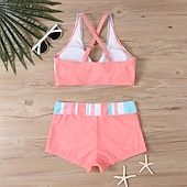 voordelige One Pieces &amp; Tankinis-Dames Tankini Tweedelig zwempak Kruiselings Open achterkant Zwemkleding Zwemkleding Blozend Roze Rood Ademend Sneldrogend Lichtgewicht Mouwloos - Zwemmen Surfen Strand Zomer Lente