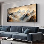 cheap Landscape Paintings-Handmade Original Colourful Mountains Oil Painting On Canvas Abstract Mountain Landscape Wall Art for Home Decor With Stretched Frame Without Inner Frame Painting