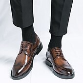 preiswerte Formell-Herren-Oxford-Schuhe im Brogue-Stil mit Flügelkappe aus Kunstleder – klassisches Schnürdesign für formelle Anlässe, Business und Hochzeiten
