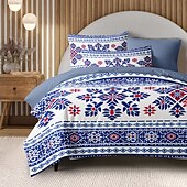 cheap 100% Cotton-Geometric Pattern Duvet Cover Set Set Soft 3-Piece Luxury Cotton Bedding Set Home Decor Gift Twin Full King Queen Size Duvet Cover