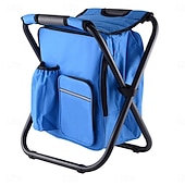 cheap Camping Furniture-Outdoor Multi-functional Collapsible Stool Camping Folding Stool Portable Insulated Cooler Bag Stool Folding Chair with Backpack for Camping Beach Fishing