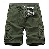 cheap Classic-Men&#039;s Cargo Shorts Shorts Summer Shorts Drawstring Elastic Waist Multi Pocket Plain Comfort Wearable Knee Length Outdoor Sport Daily Fashion Casual Black Yellow