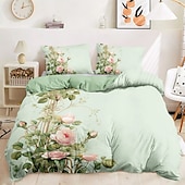 baratos 100% algodão-Conjunto de capa de edredom com padrão floral, conjunto de edredom estampado, conjuntos de cama de algodão com fronha envelope, decoração de quarto, capa de edredom king queen