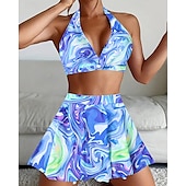 abordables Maillots une pièce et tankinis-Femme Tankini Maillot De Bain Deux Pièces Dos Nu Maillots de Bain Floral Maillots de Bain Noir Jaune Respirable Séchage rapide Poids Léger Sans Manches - Natation Surf Plage Eté Printemps