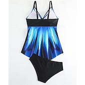 abordables Maillots une pièce et tankinis-Femme Tankini Maillot De Bain Deux Pièces Col en V Maillots de Bain Maillots de Bain Noir / Blanc Blanche Respirable Séchage rapide Poids Léger Sans Manches - Natation Surf Plage Eté Printemps Grande