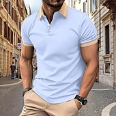 cheap Men&#039;s Classic Polo-Men&#039;s Polo Shirts Golf Shirt Business Classic Short Sleeve Color Block Buttons Spring &amp; Summer Black White Light Green Burgundy Navy Blue Royal Blue Polo Shirts
