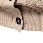 billige Herre Elite Hettegensere &amp; Sweatshirts-Herre Cardigan Genser Kofte Riflet Strikke Vanlige topper Knepp opp Knapp ned Helfarge V-hals Strikketøy Mote Arbeid Avslappet Klær Vår &amp; Vinter Navyblå Beige S M L