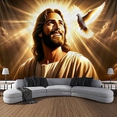 cheap Religious Tapestry-Hanging Tapestry Jesus Wall Art Large Tapestry Mural Decor Photograph Backdrop Blanket Curtain Home Bedroom Living Room Decoration