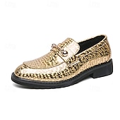 economico Semi-formale-mocassini da uomo in similpelle blu metallizzata con catena dorata decorativa – scarpe slip-on alla moda per occasioni formali e da festa