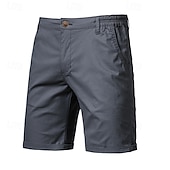 cheap Men&#039;s Elite Shorts-Men&#039;s Cargo Pants Buttons Pocket Solid Color Breathable Outdoor Short Outdoor Party Business Simple Classic Style Black White Micro-elastic