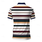  Per uomo A righe Polo da rugby Manica Corta Magliette polo Camicie con Colletto Casual Scuola All'aperto Sportivo Abbigliamento quotidiano Stampa 3D Estate Blu