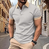 cheap Men&#039;s Classic Polo-Men&#039;s Polo Shirts Golf Shirt Business Classic Short Sleeve Color Block Buttons Spring &amp; Summer Black White Light Green Burgundy Navy Blue Royal Blue Polo Shirts