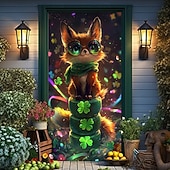 abordables Día de San Patricio-Decoraciones para puertas del día de San Patricio, cubiertas para puertas, tréboles, tapiz de puerta de arco iris, cortina de puerta, decoración, telón de fondo, pancarta para puerta de