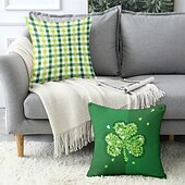 billiga geometrisk stil-saint patrick&#039;s day dekorativa slängkuddar överdrag 1 st grön irländsk mjuk fyrkantig soffa kuddfodral örngott för sovrum vardagsrum soffa stol