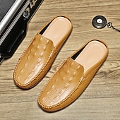 cheap Men&#039;s Clogs &amp; Mules-Men&#039;s Slip-On Moccasin Shoes – Comfortable Casual Leather Loafers with Woven Detailing for Everyday Wear