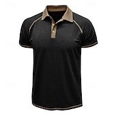 cheap Men&#039;s Classic Polo-Men&#039;s Polo Business Polo Business Casual Lapel Classic Short Sleeve Color Block Embroidered Buttons Summer Spring &amp;  Fall Lake blue Retro Red Dark Gray Black Navy Blue Khaki Polo
