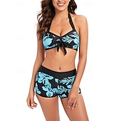 abordables Maillots une pièce et tankinis-Femme Tankini Maillot De Bain Deux Pièces Dos Nu Col en V Maillots de Bain Maillots de Bain Bleu Vert Respirable Séchage rapide Poids Léger Sans Manches - Natation Surf Plage Eté Printemps