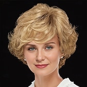 cheap Older Wigs-WhisperLite Wig Luxe Crop-Style Wig with Razored Bangs and Dimensional Layers/Multi-Tonal Shades of Blonde Silver Brown and Red