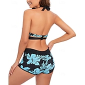 abordables Maillots une pièce et tankinis-Femme Tankini Maillot De Bain Deux Pièces Dos Nu Col en V Maillots de Bain Maillots de Bain Bleu Vert Respirable Séchage rapide Poids Léger Sans Manches - Natation Surf Plage Eté Printemps