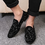 levne Poloformální-pánské černé sametové mokasíny s cvočkovým detailem – stylové slip-on boty pro formální i večerní příležitosti