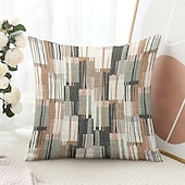 abordables Style Vintage-Housse de coussin décorative géométrique 1 pièce, housse de coussin carrée douce pour canapé, chambre à coucher, salon, canapé, chaise, gris, rose, vert