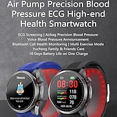 abordables Relojes inteligentes-Reloj inteligente tipo bolsa de aire monitoreo de presión arterial ECG monitor de temperatura podómetro Android e iOS impermeable