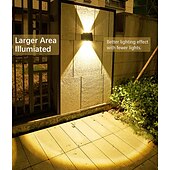 abordables Aplique de pared para exterior-Lámpara de pared solar impermeable de 1 pieza: iluminación hacia arriba y hacia abajo para patios al aire libre, balcones, porches y garajes