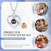abordables Día de la Madre-Collar de proyección de fotos personalizado mejor regalo para mamá - Colgante personalizado con foto regalo ideal para bodas Navidad o aniversarios para amigos y familia