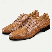 baratos Formal-Homens Oxfords Padrão de crocodilo Pele PU Respirável Confortável Antiderrapante Com Cadarço Castanho Claro Preto Outono Inverno
