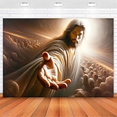 cheap Religious Tapestry-Hanging Tapestry Jesus Wall Art Large Tapestry Mural Decor Photograph Backdrop Blanket Curtain Home Bedroom Living Room Decoration