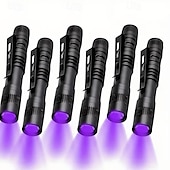 abordables Linternas-Linterna ultravioleta multifunción de 6 piezas, linternas de luz negra para exteriores a prueba de agua y caminos con función de iluminación, violeta 3,2 V 3 W para patio de camping en piscina