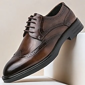preiswerte Formell-Herren-Oxford-Schuhe im Brogue-Stil mit Flügelkappe aus Kunstleder – klassisches Schnürdesign für formelle Anlässe, Business und Hochzeiten